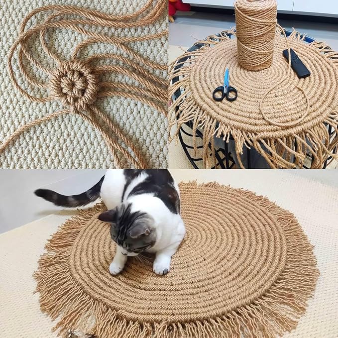 2-Pack Natural Jute Twine Rope, 5mm x 656ft Heavy Duty & Eco-Friendly - for Crafts, Gardening, Cat Scratching Post, Bundling & Hanging, 328Feet/Roll
