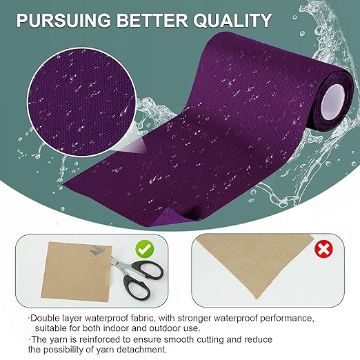 Canvas Repair Tape, 4×63 Inches Purple Waterproof Self-Adhesive Patch for Outdoor Gear, Durable and Weatherproof Fabric Tape for Boat Covers,Couch,Tents, Sofas, Sun Shades, Awnings, and Lounge Chairs