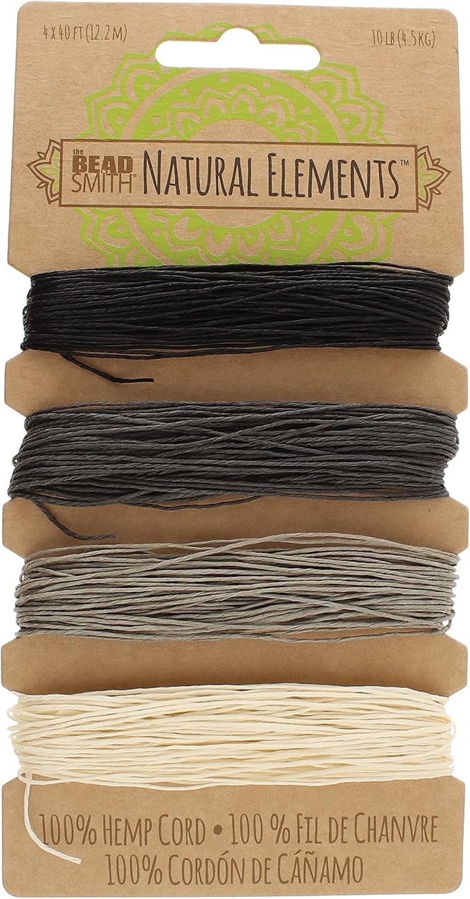 The Beadsmith 100% Hemp Cord – Onyx Colors – .55mm, 40 Foot Spool, 10LB Test Strength – Twine for Jewelry Making, Macrame, Paper Crafts, Gardening, Scrapbooking, Home Décor, DIY String Art & More