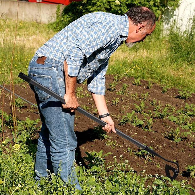 Hardened Hollow Heavy Duty Garden Hoe Tool 60INCH - Ergonomic Weeding Tool for Lawn, Yard & Farm, Rust-Resistant Steel with Comfort Grip, Easy Adjust & Storage