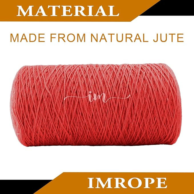 1mm x 2000 Feet Red Jute Rope, Twine for Gardening Tomato Climbing Plant Tie Floristry Crafts Gift Wrapping Packing Decor