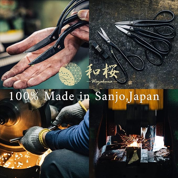 Wazakura Made in Japan 6PCS Bonsai Professional Tool Kit with Roll Bag: Yasugi Steel Twig Scissor, Concave Branch Cutter, Knob Cutter, Jin Plier, Wire Cutter, Root Cutter. Bonsai Tool Set with Case