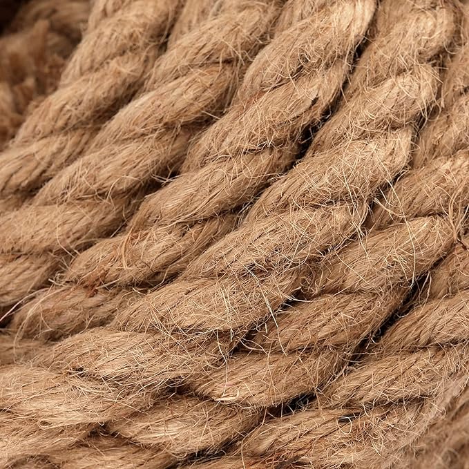 PINGEUI 164 Feet 10mm Jute Rope, Natural Jute Twine, Hemp Rope for DIY Arts Crafts, Gardening, Bundling, Home Decoration