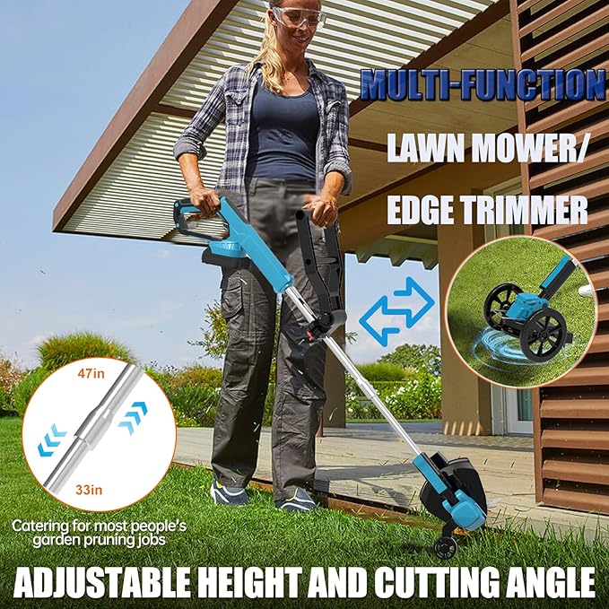 Cordless Weed Wacker Eater Electric Grass Trimmer Battery Powered with 2 Battery&25 Pcs Blade, 3 in 1 21V/2.0Ah Lightweight Portable String Trimmers/Edger Lawn Tool/Brush Cutter for Yard Garden