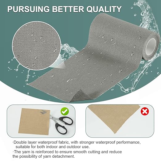 Canvas Repair Tape, 4×63 Inches Dark Grey Waterproof Self-Adhesive Patch for Outdoor Gear, Durable and Weatherproof Fabric Tape for Boat Covers, Couch,Tents, Sofas, Sun Shades, Awnings,Lounge Chairs