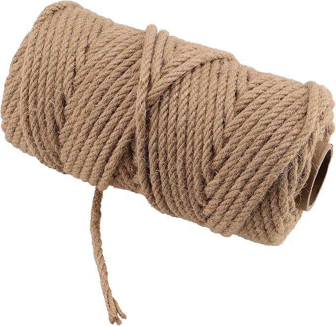 LEXININ 6mm Thick Jute Rope, 328 Feet Twisted Jute Twine, 6mmx100m Hemp Rope String for Crafts