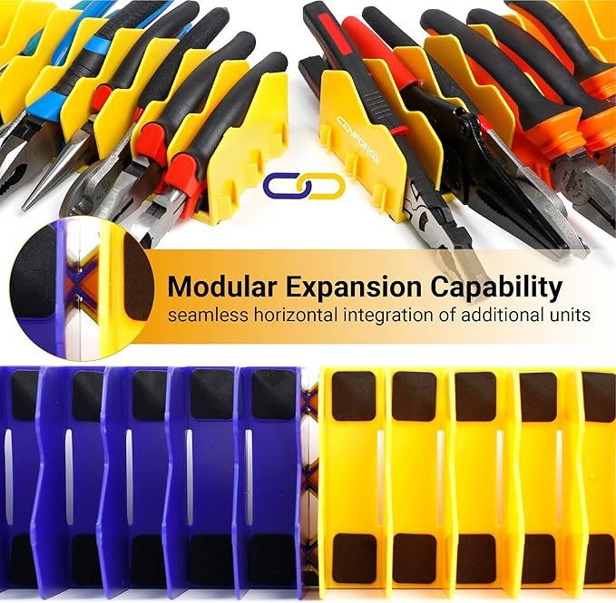 Cenfoge Plier Organizer, Plier Rack, Plier Holder and Cutter Organizer with Non-Slip Rubber Base, PlierOrganizer for Tool Box Drawer, 20 Slots, Tool Storage, Plier Rack (2 PC-Yellow)