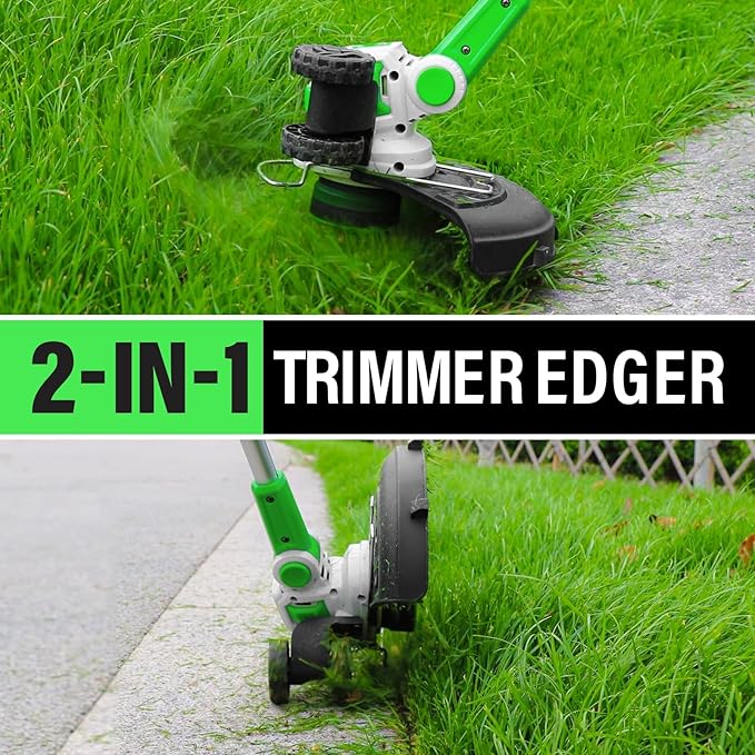 SOYUS Weed Wacker Battery Operated, 12 Inch String Trimmer Cordless, 20V Weed Wacker Electric with Battery and Charger, Lightweight Edger Trimmer with 8 Pcs Replacement Spool Trimmer Lines