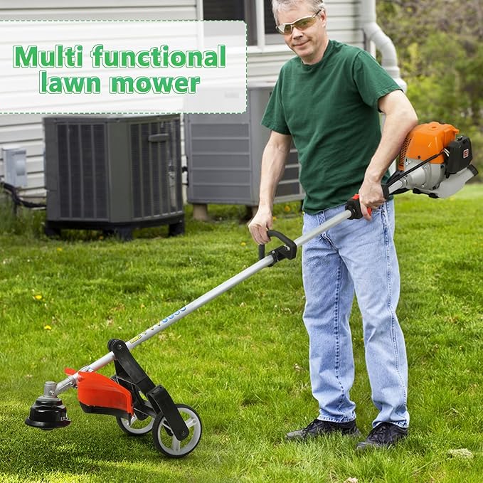 𝟖 𝐢𝐧 𝟏 Gas Weed Wacker, 52cc 2-Cycle Gas Weed Eater, 2025 Upgraded Weed Eater, 9500rpm High Power String Trimmer, Edger Pole Saw Chainsaw Pruner Brush Cutter for Yard, Garden(US Fast Arrival)