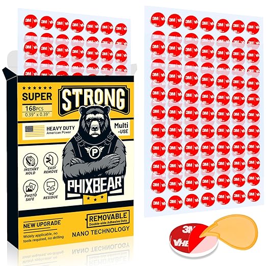 168 Pcs Removable Mounting Putty, Made of 3M VHB, Strong Double Sided Glue Adhesive Dots Clear Museum Sticky Tack for Action Figures Wall Hanging No Residue, 0.39"