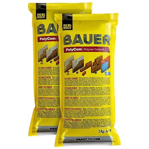 Bauer Instant Polymer Cement, Ready-to-Use Alternative to Mortar & Adhesives - Versatile for Concrete Crack Repair, Stone Tile Crack Repair & Brick Repair, Convenient, Durable & Easy to Store - 4kg