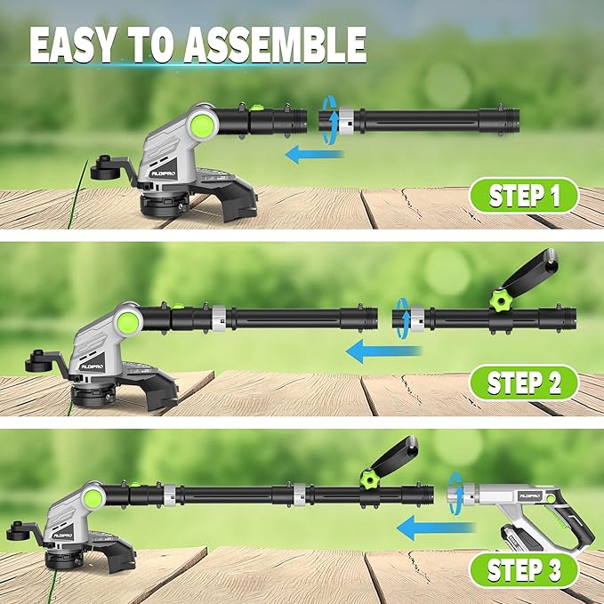 Weed Wacker Cordless 21V 12'' Electric Weed Eater Battery Powered String Trimmer, Auto Line Feed GrassTrimmer Battery and Fast Charger with for Yard, Garden (AD-ST-001)