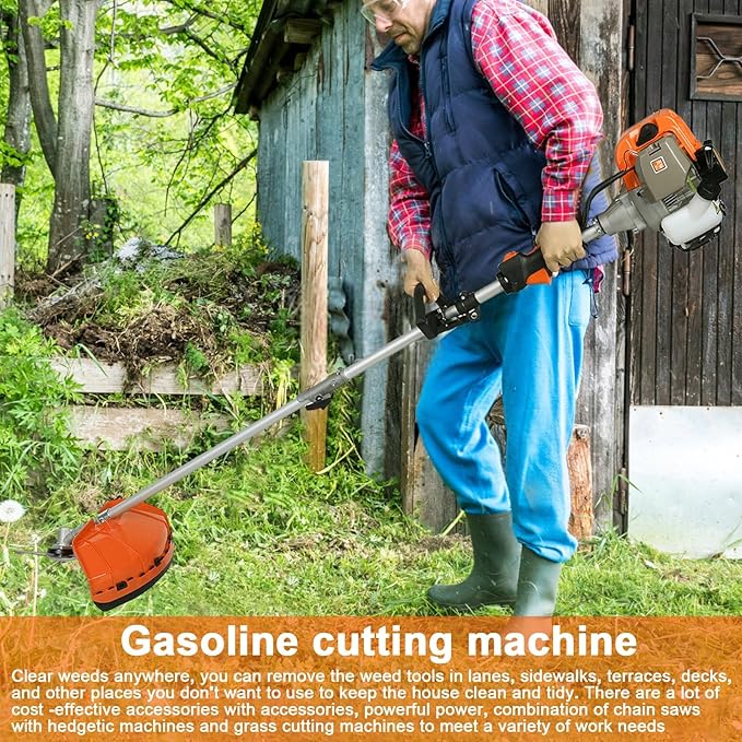 52CC 2-Cycle Gas Weed Wacker, 5 in 1 String Trimmer, 2025 Upgraded Weed Eater Gas Powered, 9500rpm High Power Gas Weed Eater, Brush Cutter Ship USA Fast Arrival