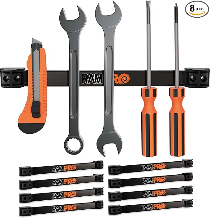 12" Magnetic Tool Holder Strip - A Tool Magnet Bar for Garage Organization, Shop Organization, and Workbench Accessories - Best Gift for Men - Easy To Install in Workshop - Mounting Screws Included.