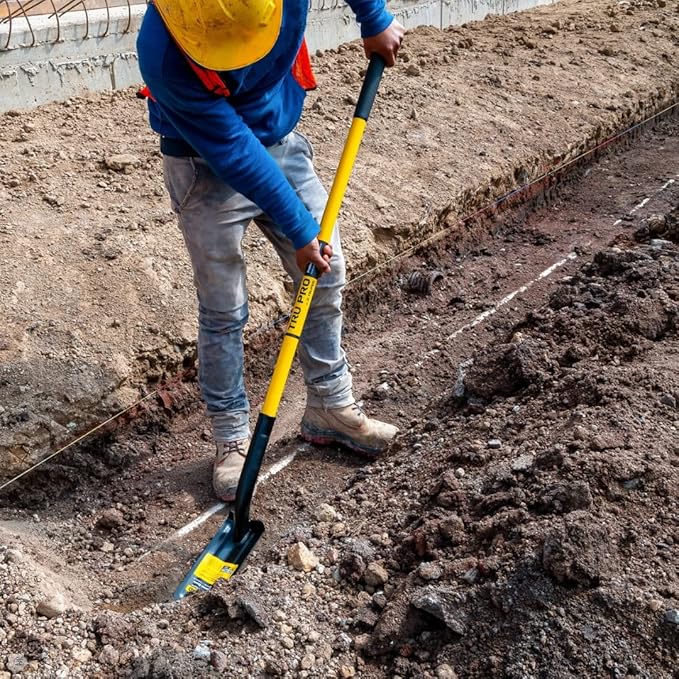 Truper 33436 California Trenching Shovel - 4-Inch Blade with 46-Inch Fiberglass Handle with Non-Slip Grip, 13 Gauge Blade