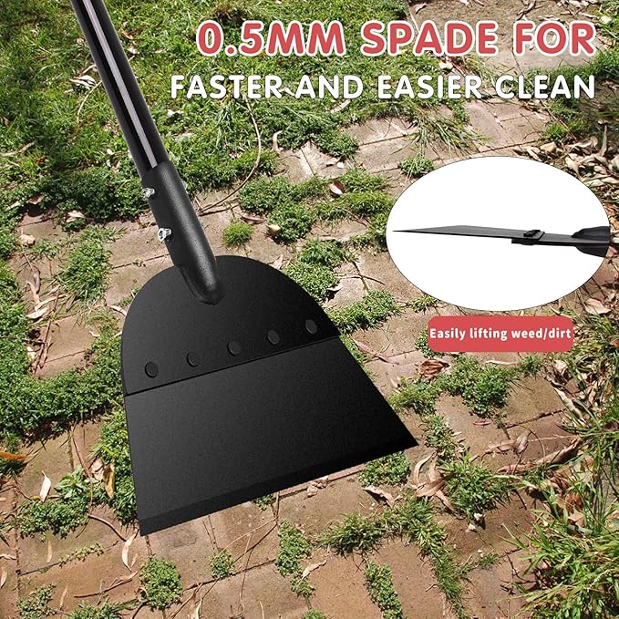 REAPALOT Multifunctional Garden Cleaning Shovel, 53.5inch Heavy Duty Flat Shovel, Stainless Steel Long Handle Lawn Edging Scraper, Outdoor Floor Scraper for Weeding and Snow Ice Removal - Black Red