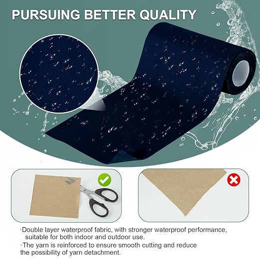 Canvas Repair Tape, 4×63 Inches Navy Blue Waterproof Self-Adhesive Patch for Outdoor Gear, Durable and Weatherproof Fabric Tape for Boat Covers,Couch,Tents, Sofas, Sun Shades, Awnings,Lounge Chairs