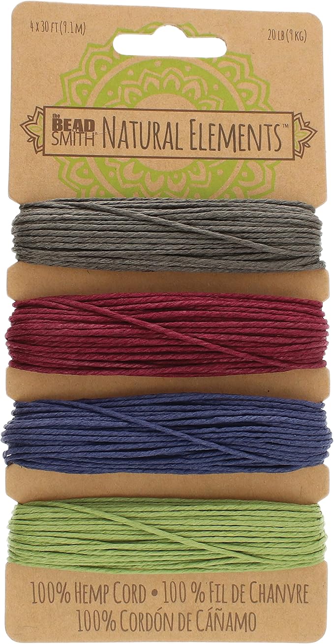 The Beadsmith 100% Hemp Cord – Dark Colors – 1mm, 30 Foot Spool, 20LB Test Strength – Twine for Jewelry Making, Macrame, Paper Crafts, Gardening, Scrapbooking, Home Décor, DIY String Art & More