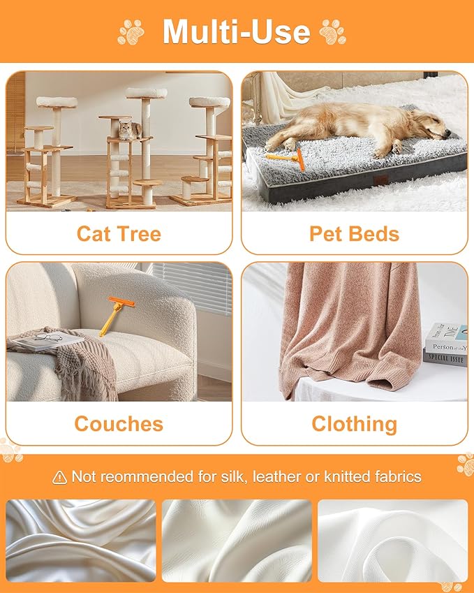 3 in 1 Carpet Rake for Pet Hair Removal Tool, 51” Adjustable Long Handle Pet Hair Removal Broom, Pet Grooming Brush, Cat Dog Hair Remover Carpet Scraper for Rugs, Mats