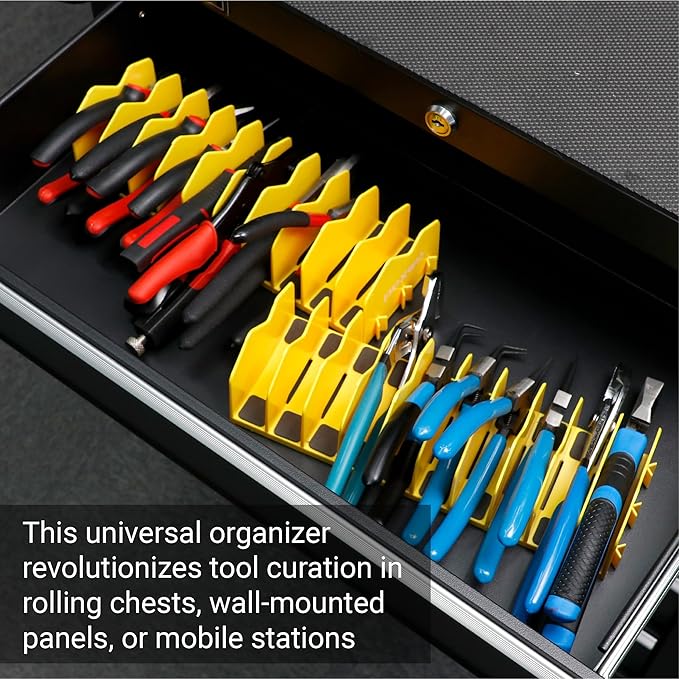 Cenfoge Plier Organizer, Plier Rack, Plier Holder and Cutter Organizer with Non-Slip Rubber Base, PlierOrganizer for Tool Box Drawer, 20 Slots, Tool Storage, Plier Rack (2 PC-Yellow)
