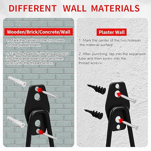 3-H Garage Wall Hooks 10 Pack, Heavy Duty Garage Hooks with Extra Welding Spots, Wall Mount Storage Organizer for Hanging Garden Lawn Tools, Chair, Shovel, Blower, Toolkit (Black)