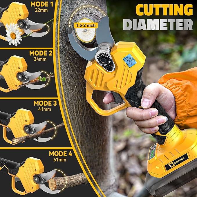 Pruning Shears Compatible with DeWalt 20v Battery,Cordless Electric Pruner with LCD Display & Imported SK7 Steel Blades,1.2-Inch Cutting Diameter for Gardening Tree Pruning(No Battery)