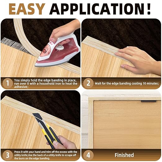 GSCIT Club Oak Edge Banding, 1/2 inch x 50ft roll of Veneer Edge Banding Preglued Flexible, Real Wood Tape Banding