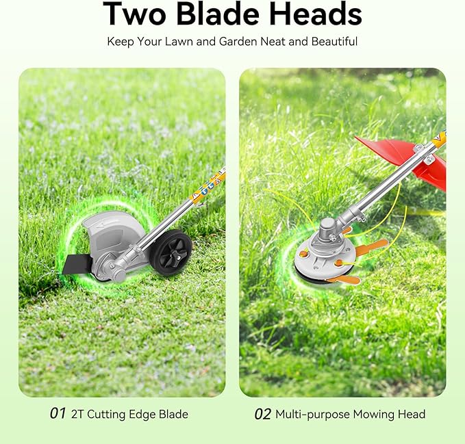 43CC 2-Stroke Weed Eater Gas Powered Weed Wacker, 2 Blade Heads Cordless Lawn Edger Gas Weed Trimmer with Shoulder Strap and Goggles Grass, Trimmer Tools for The Garden and Yard