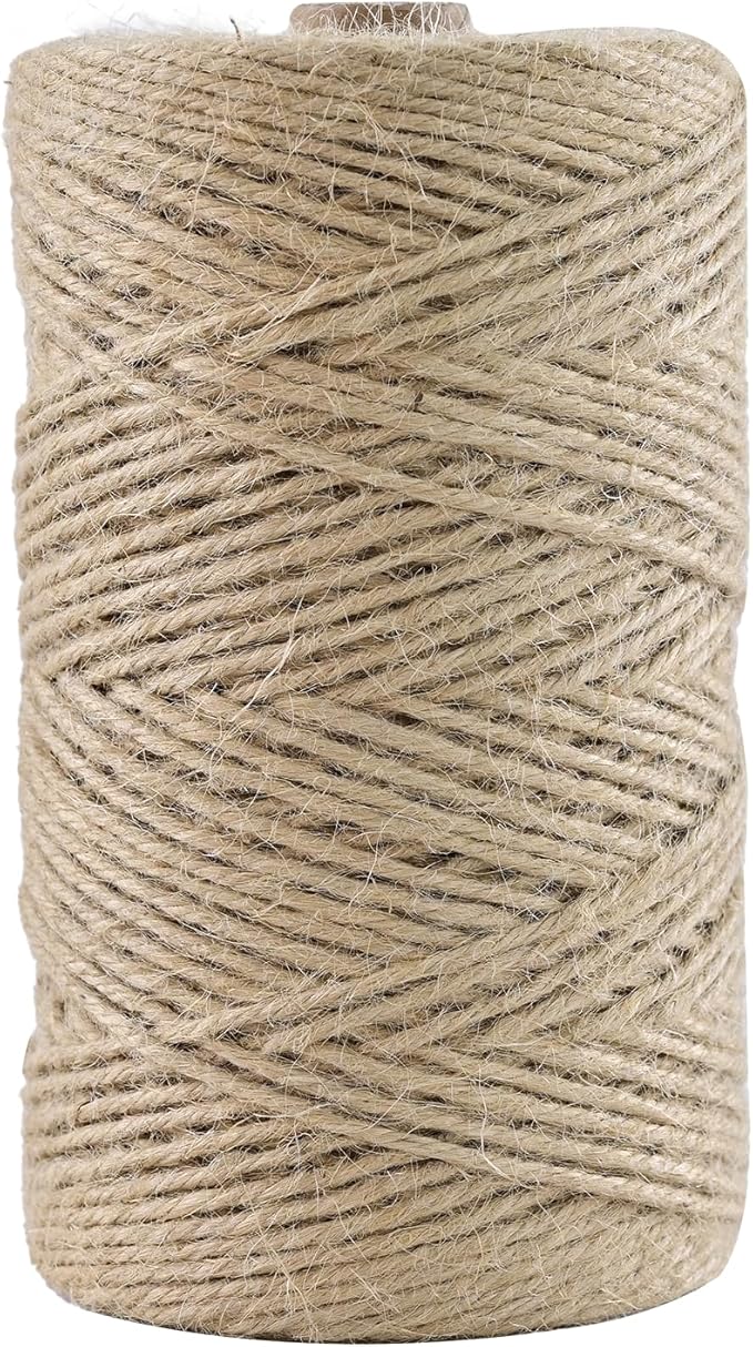 Natural Jute Twine 656 Feet Long String for Crafts Gift Wrapping Christmas Handmade Arts Decoration Packing String Home Decor (3mm * 656feet)