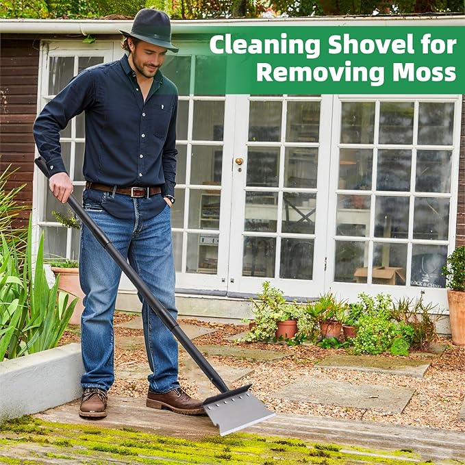 Pragmatist Garden Shovel, Ice Scraper, Multifunctional Cleaning Shovel with 59" Adjustable Handle Heavy Duty Garden Tool for Lawn Edging, Scraping, Weed and Ice Removal
