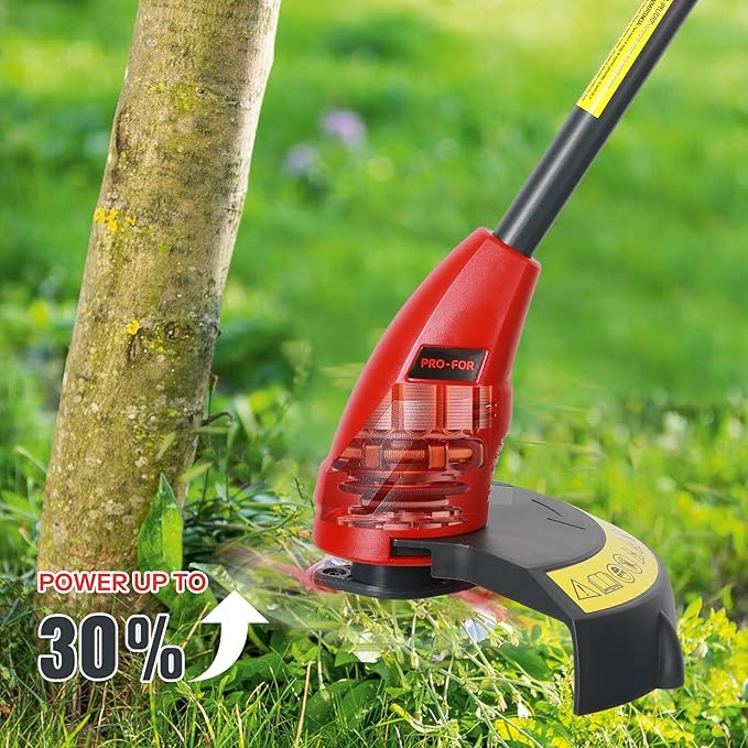 20V Cordless Weed Wacker with 9-Inch Blade, 2.0Ah Battery Powered Grass Trimmer and Lawn Edger, Light Weight Electric Brush Cutter with 12 PCS Replacement Blades for Yard and Garden