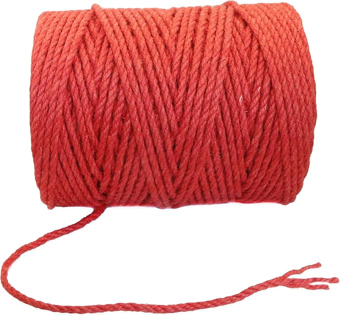4mm x 300 Feet Red Jute Rope, Twine for Gardening Tomato Climbing Plant Tie Floristry Crafts Gift Wrapping Packing Decor
