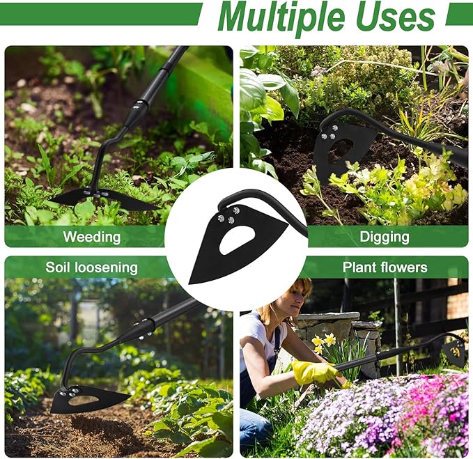 COCONUT Garden Hoe, 65 inch Long Handle Weeding Hollow Hoe Garden Tool, Heavy Duty Gardening Hoe with Durable Blade for Loosening Planting