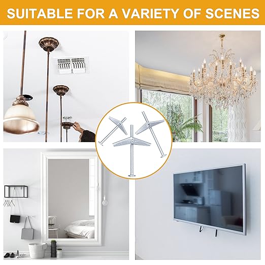 KURUI Heavy Duty Hollow Wall Anchors for Drywall Ceiling, Toggle Bolts and Wing Nut Kit, 28Pcs Metal Drywall Anchors and Screws Assortment Set, 3 Sizes Butterfly Anchors for Hanging 1/8, 3/16, 1/4