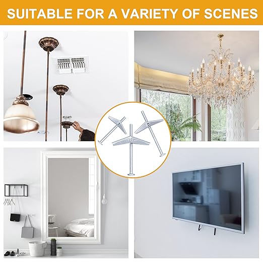 KURUI Hollow Wall Anchors Assorted Kit, 44Pc Heavy Duty Toggle Bolts and Wing Nut Kit, Drywall Anchors Assortment Set, Butterfly Anchors for Hanging Picture Curtain Rod Plant (1/8in, 3/16in, 1/4in)