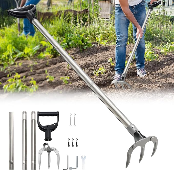 Professional Garden Hoe 49 Inch Long with Adjustable Long Handle - Heavy Duty Weeding & Cultivating Tool for Gardening, Lawn, and Yard Work