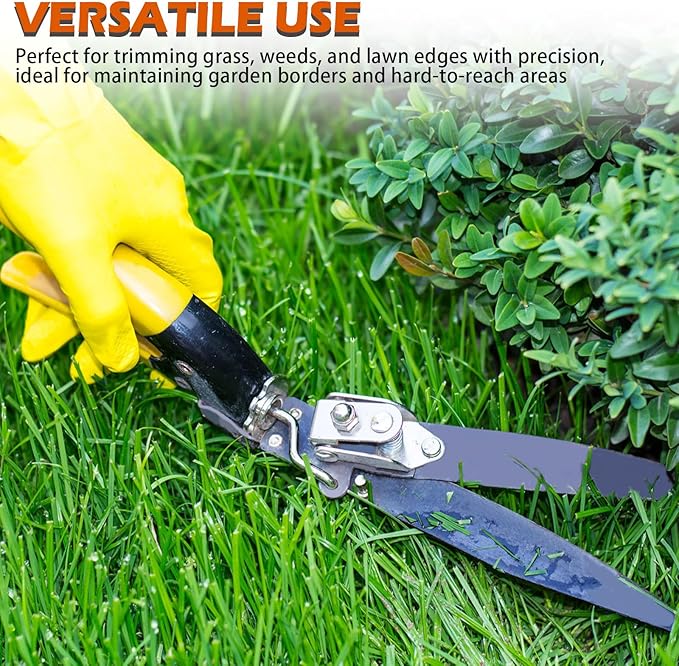 Upgraded Grass Shears Rotatable 180°, Grass Trimming Shears, Hand Grass Clippers, Gardening Scissors for Garden, Lawn Edges