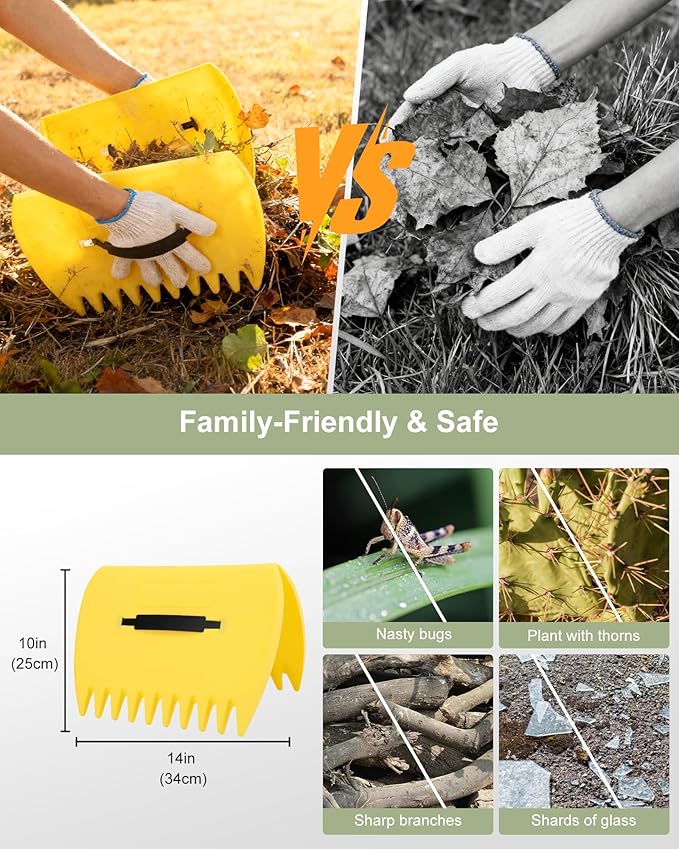 Leaf Rake Set: Adjustable Metal Leaf Rake with Expandable Head, 53 Gallon Reusable Collapsible Leaf Bag & Leaf Scoops Pick Up - Garden Leaf Collector Bag Holder Tools Lawn Yard Waste Cleaning