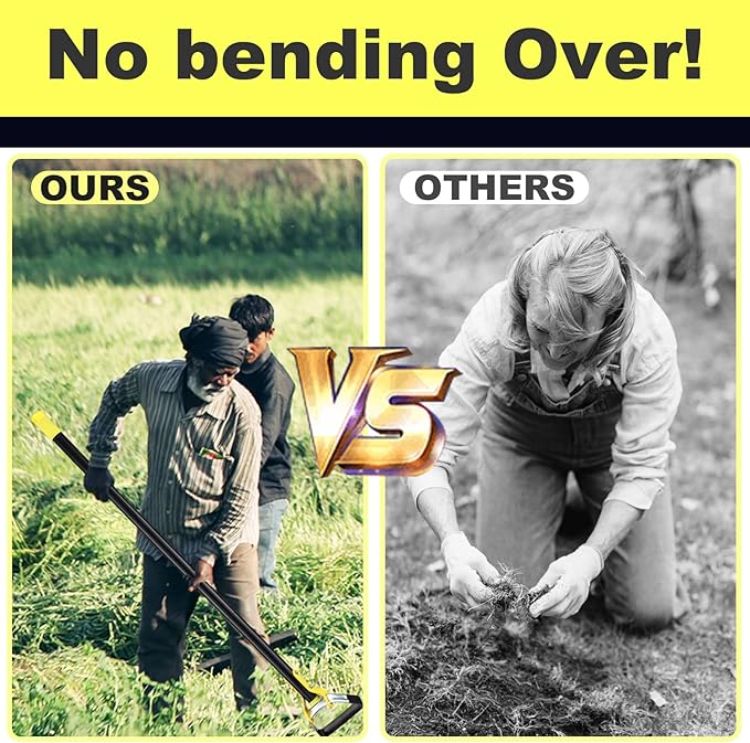 Hoe Garden Tool - Heavy Duty Hula Garden Hoe for Back-Saving Weeding,30-72 Inch Long Handle Stirrup Hoes for Weed Scraper,Scuffle Action Loop Hoe for Flower Beds,Yards,Raised Beds