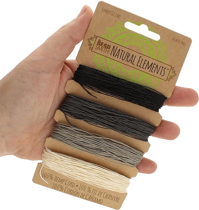 The Beadsmith 100% Hemp Cord – Onyx Colors – .55mm, 40 Foot Spool, 10LB Test Strength – Twine for Jewelry Making, Macrame, Paper Crafts, Gardening, Scrapbooking, Home Décor, DIY String Art & More