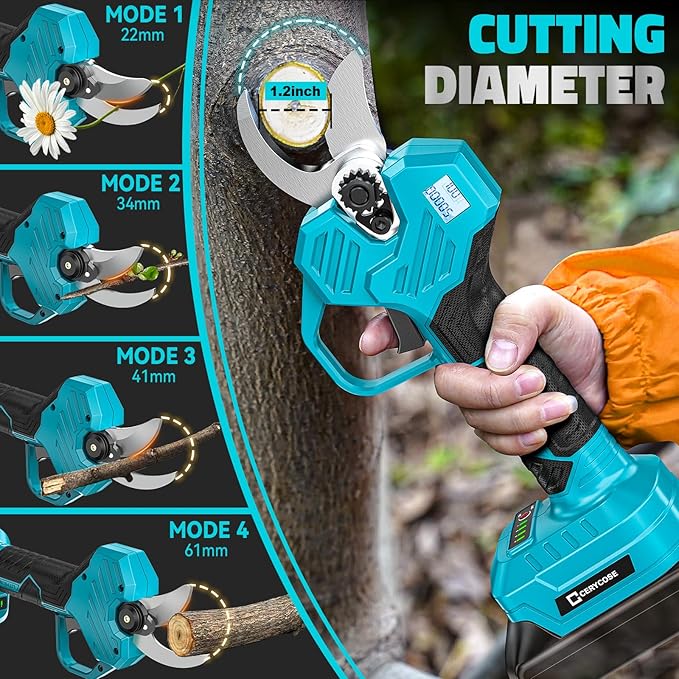 Cordless Electric Pruning Shears Compatible with Makita 18V Battery, Portable Pole Pruner with LCD Display & Imported SK7 Steel Blades,1.5-2-Inch Cutting Diameter for Gardening Shears