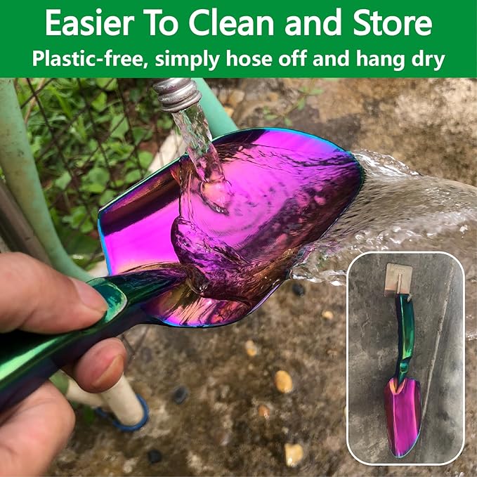 Garden Shovel - Gardening Hand Tool, Heavy Duty Garden Trowel, High Strength Alloy Steel for Planting Transplanting Transferring, Solid Metal Handle, Colorful