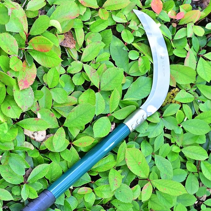 Sickle Knife Brush Clearing Garden Tool with Carbon Steel Blade for Yard Work, Weeding