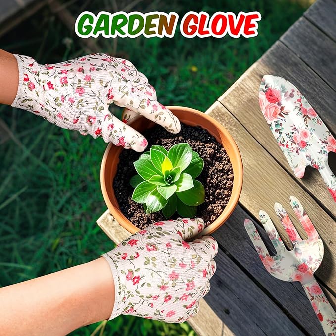 Christmas Stocking Stuffers White Elephant Gifts for Women Adults, Futricy 40th 50th 60th 70th Birthday Gardening Gifts for Mom Grandma Gardener Wife, Garden Tools with Hand Fork Trowel Gloves Apron