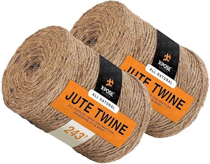 Jute Twine - 3 Ply Brown Roll 243 Feet Natural Jute String for Crafts, Packaging, Wrapping, Decorative Rope Cord for Hanging Ornaments (2 Packs)