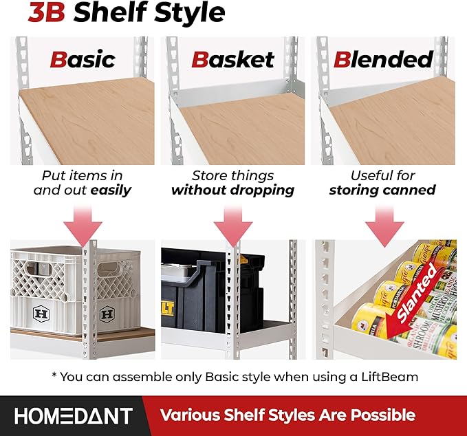 HOMEDANT White 5 Tier Laminated Boltless Heavy Duty Garage Storage Adjustable Wide Size Metal Shelving Unit Utility Rack Shelves Organization Shelf Shed Warehouse 47.7" W x 24.1" D x 71.3" H 2Pack