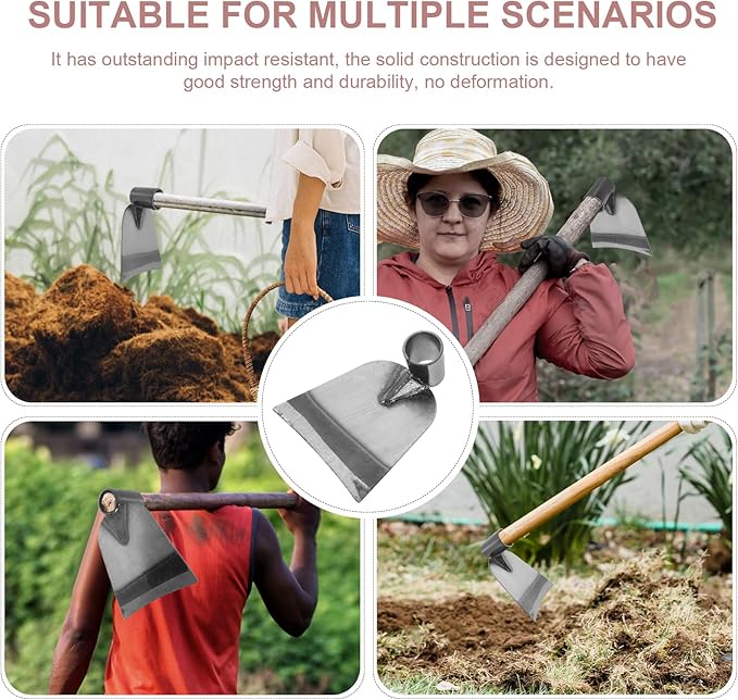 balacoo Hoe Farm Tool - Stainless Steel Gardening Hoe for Digging Weeding and Soil Loosening 6.1X5.11X2.16 Inches Ideal for Gardeners and Outdoor Enthusiasts