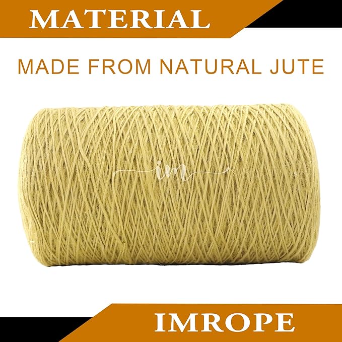 1mm x 2500 Feet Yellow Jute Rope, Twine for Gardening Tomato Climbing Plant Tie Floristry Crafts Gift Wrapping Packing Decor