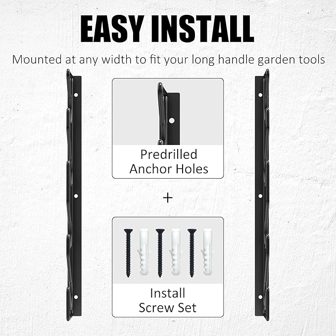 UNITEDPOWER Garden Tool Storage Rack,Wall Mounted Garage Organizer,Tool Utility Holder for Garden Equipment Shovel Rakes Brooms
