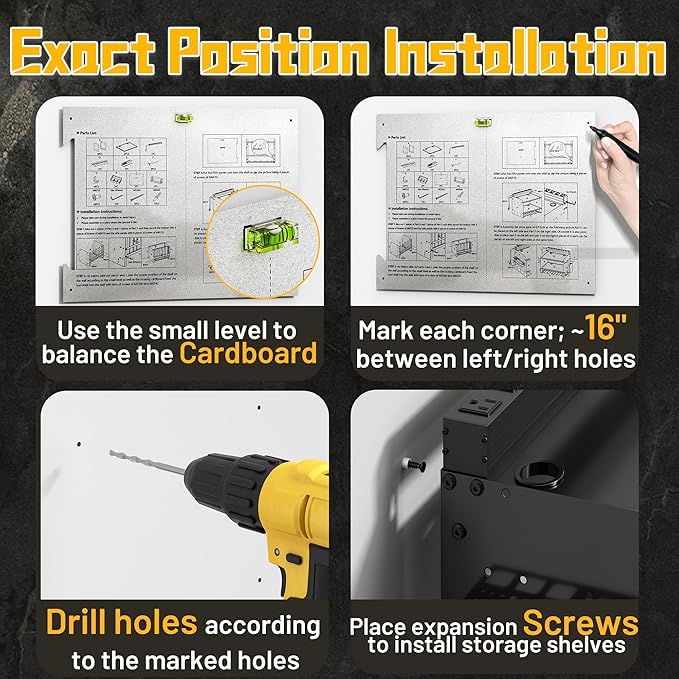 Wide Power Tool Organizer Wall Mount with Charging Station,3 Layer Adjustable Heavy Duty Tool Storage Rack with 8 Outlet Power Strip for Drill,Cordless Tools,Suitable Utility Rack for Garage,Black